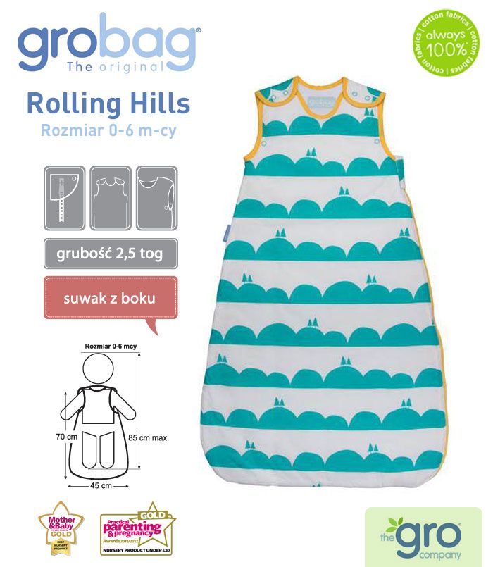 Gro Company Śpiworek Rolling Hills 2.5 tog 0-6 m