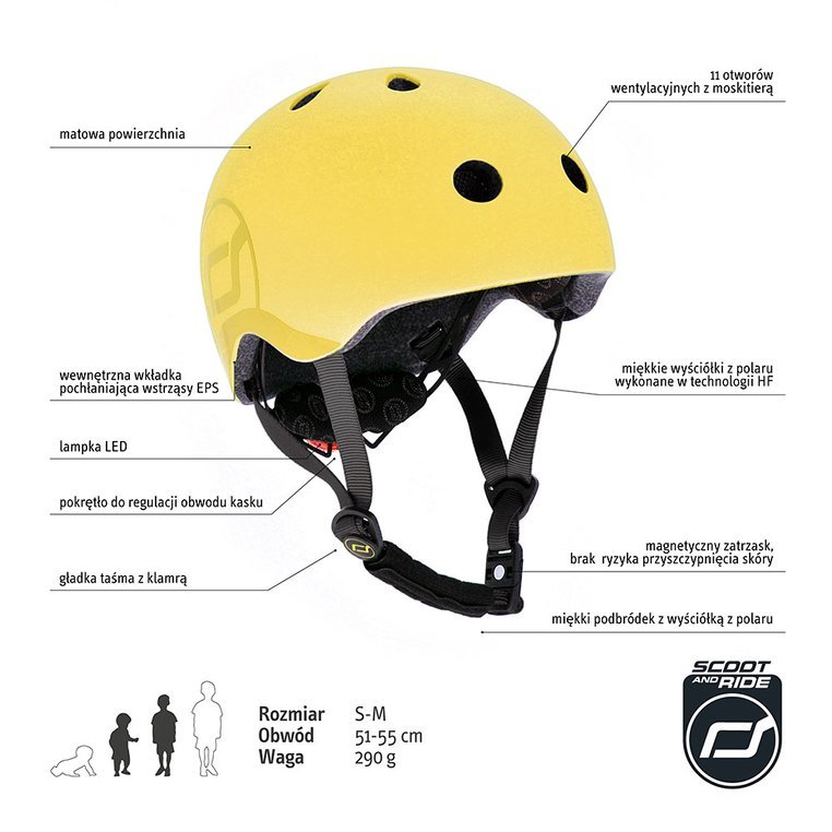 Scoot & Ride Kask S-M Icecream Lemon 3+ LED