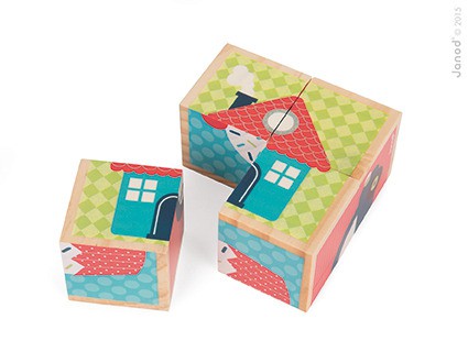 Janod Klocki Puzzle 6w1 Pierwsze słowa 18m+