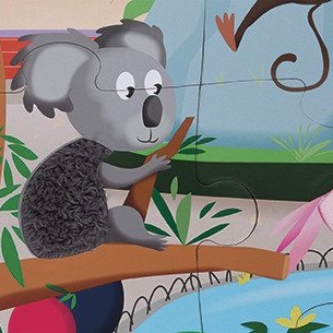 Janod, puzzle sensoryczne 20 elementów Wycieczka do zoo