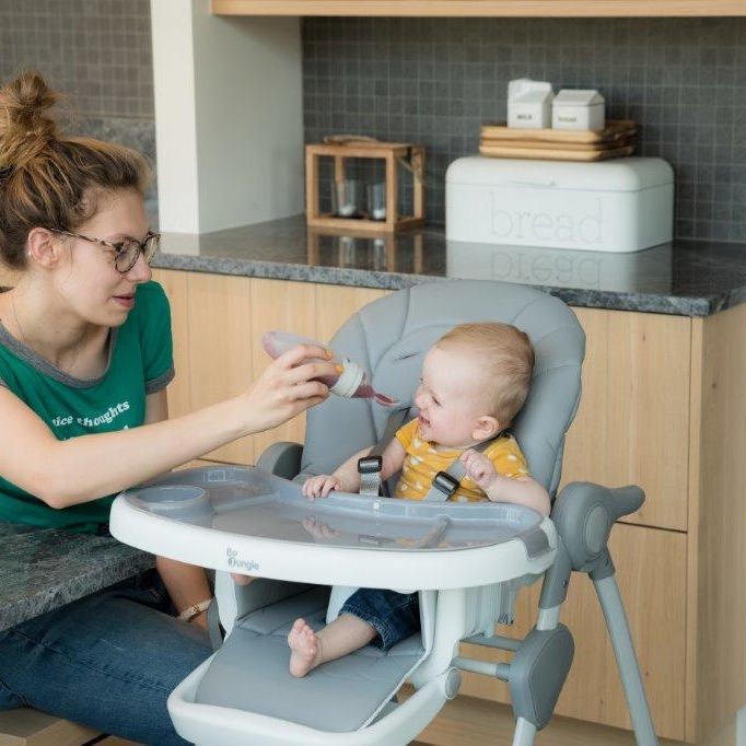 BO JUNGLE, B-Pojemnik silikonowy z łyżeczką - Grey