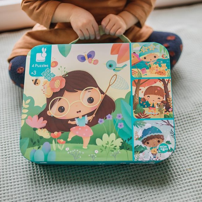 Janod Puzzle Pory Roku 4 Układanki 6-16 el. 3+