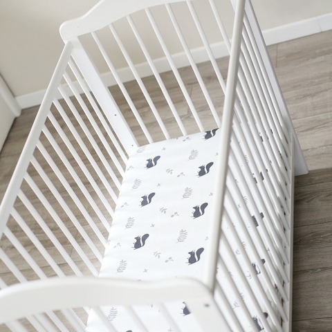 Sleepee Prześcieradło We Care Wiewióry 120x60cm | Bawełna z Elastanem