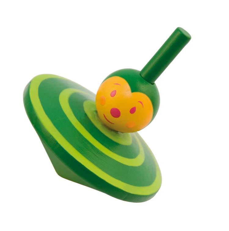 Drewniany bączek zielony - Zabawka sensoryczna 1+