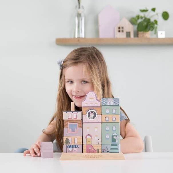 Little Dutch Klocki Kamieniczka Różowa 12m+