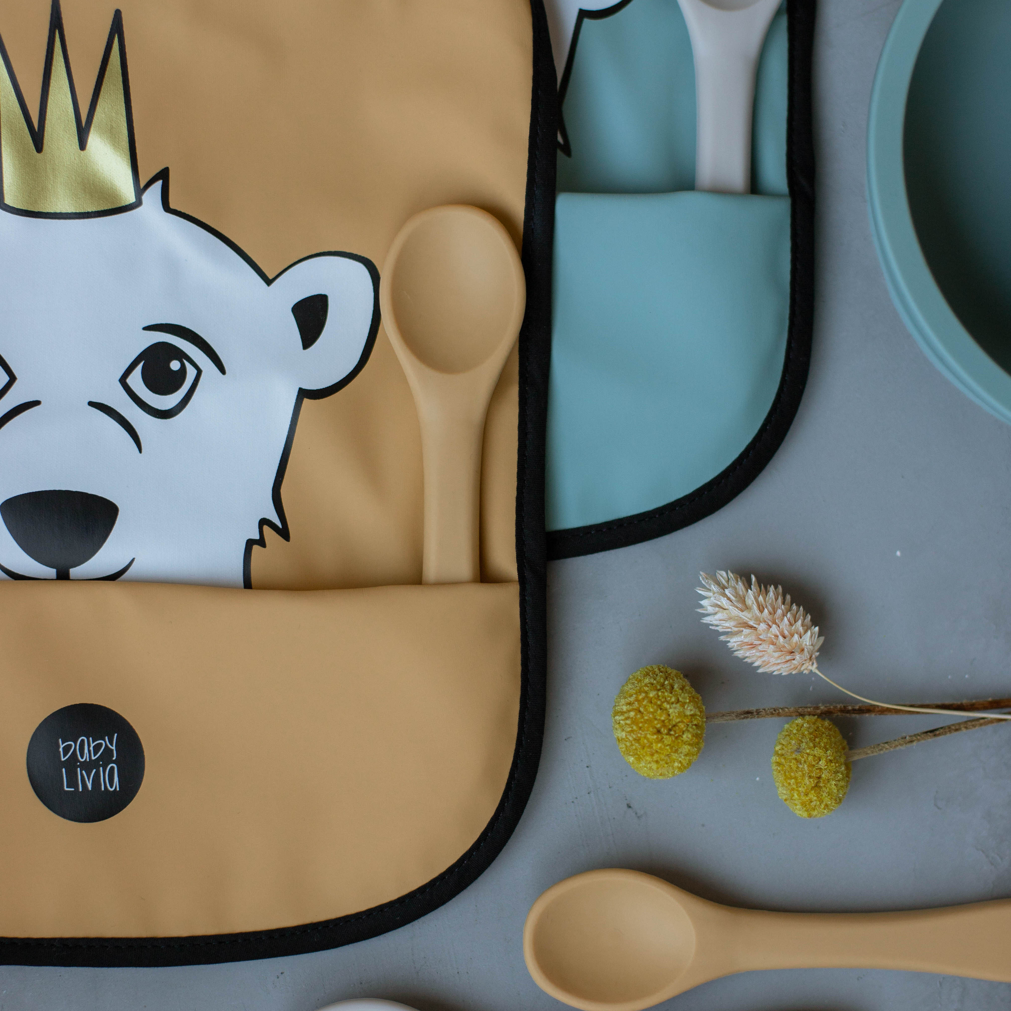 Baby Livia Śliniak Miś Mint Miękki 0+