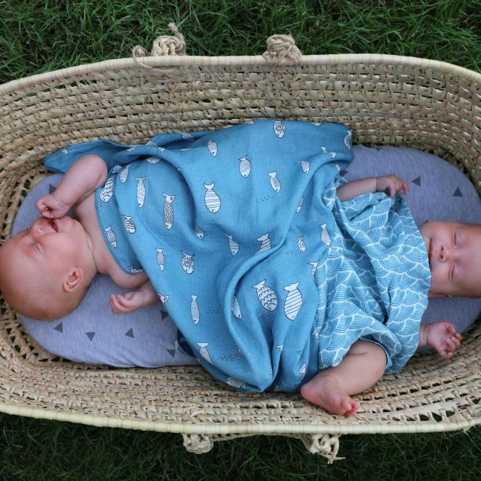 Pink No More Pieluszka Muślinowo-Bambusowa Fish & Blue Ocean 2szt 0+