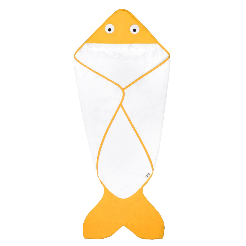 Baby Bites, Ręcznik z kapturkiem Shark 75 x 75 cm Mustard