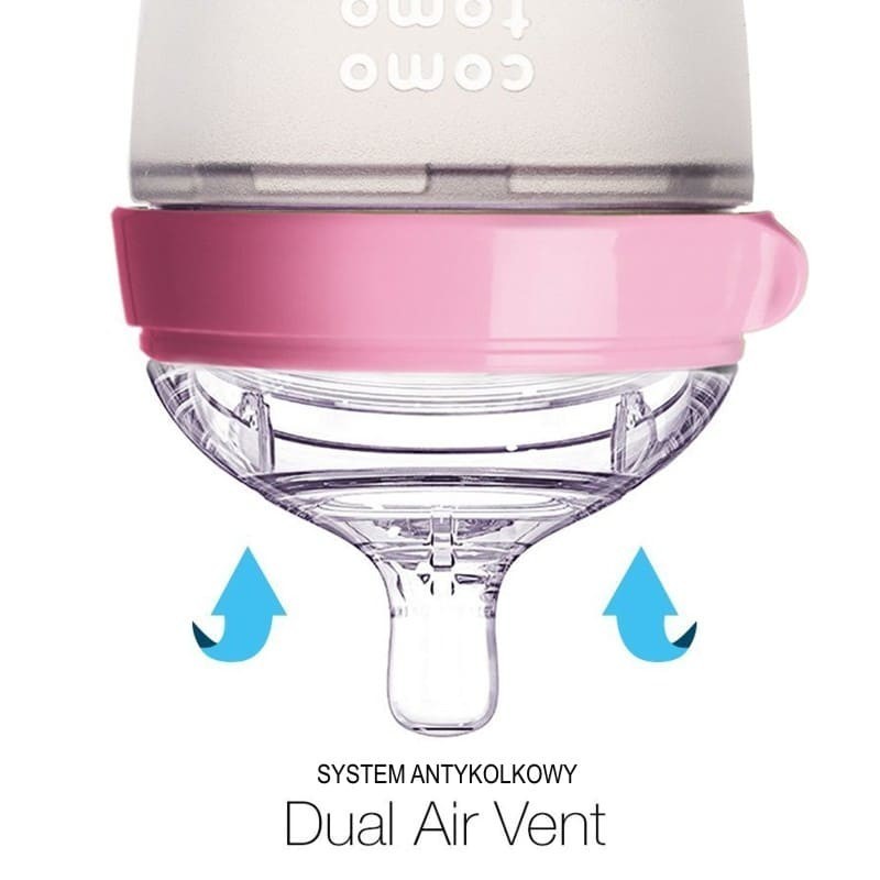 Comotomo Butelki Antykolkowe Silikonowe 250 ml Różowe (2 szt.) 3+ m