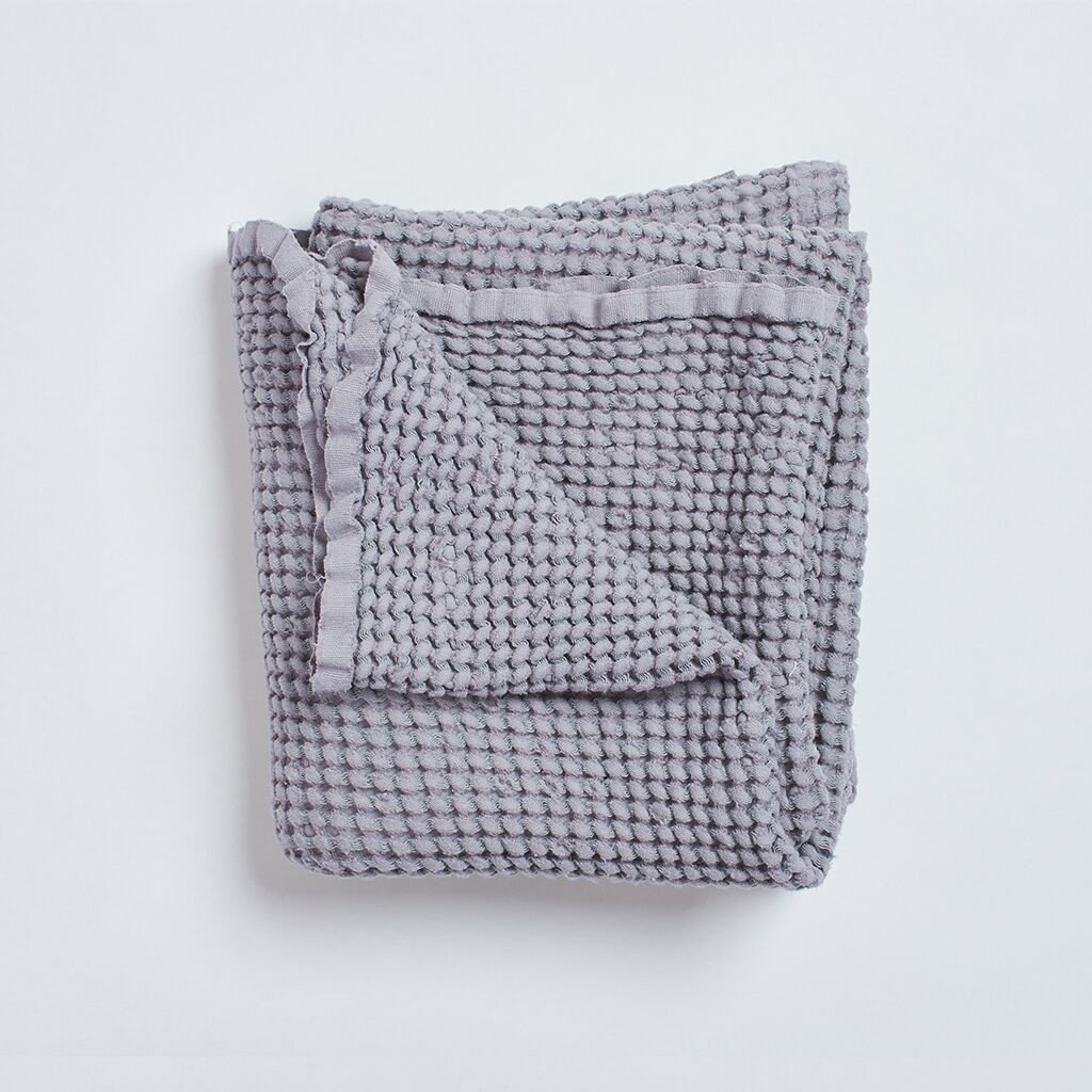 Bimbla Wafelkowy Kocyk Lniany Bohem 100x100cm Szary