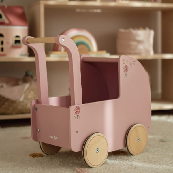 Little Dutch – Drewniany wózek dla lalek z pościelą FSC 18m+