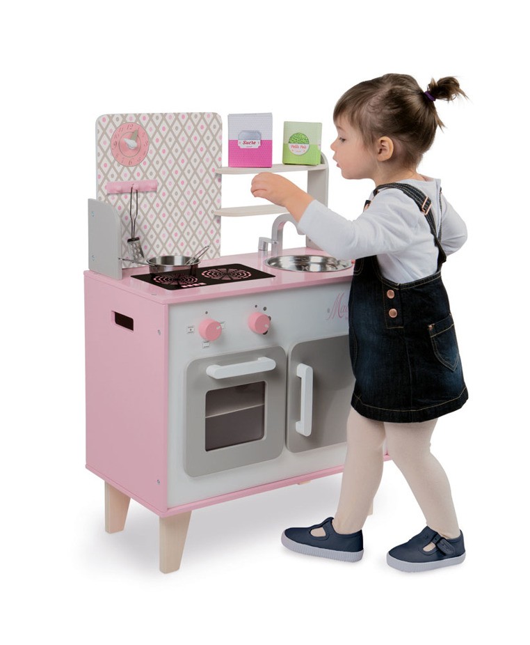 Janod, Kuchnia drewniana duża z akcesoriami Macaron