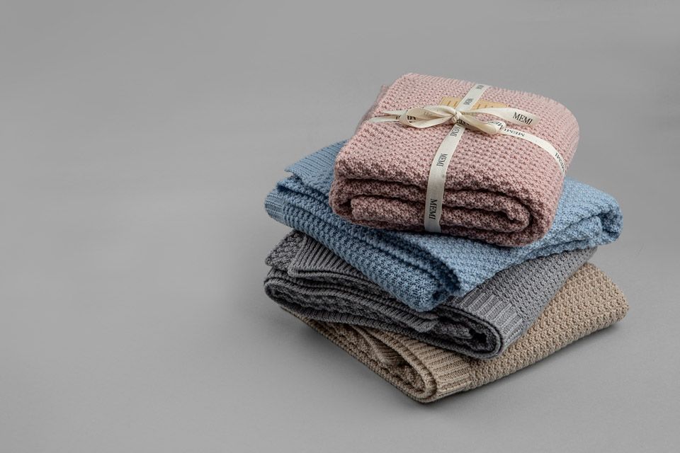 My Memi Kocyk Wełna Merino Baby Blue Premium 0+