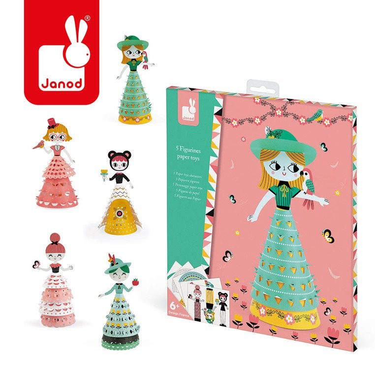 Janod Zestaw Papierowe Laleczki 3D Kreatywny 6+