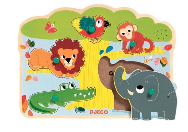 Djeco, puzzle drweniane zwierzątka w ZOO z dźwiękiem