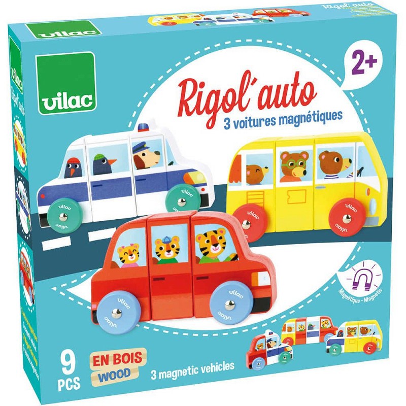 Vilac Śmieszne autka magnetyczne 9 el. 3+