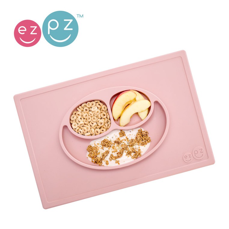 EZPZ Silikonowy talerzyk z podkładką 2w1 pastelowy róż