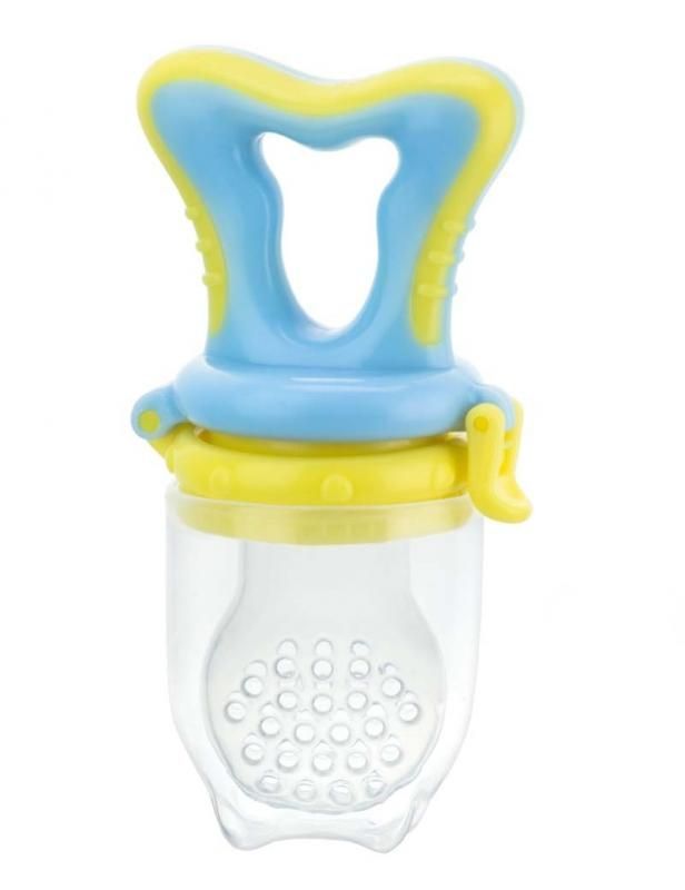 Gryzak silikonowy do podawania pokarmu niebiesko-żółty