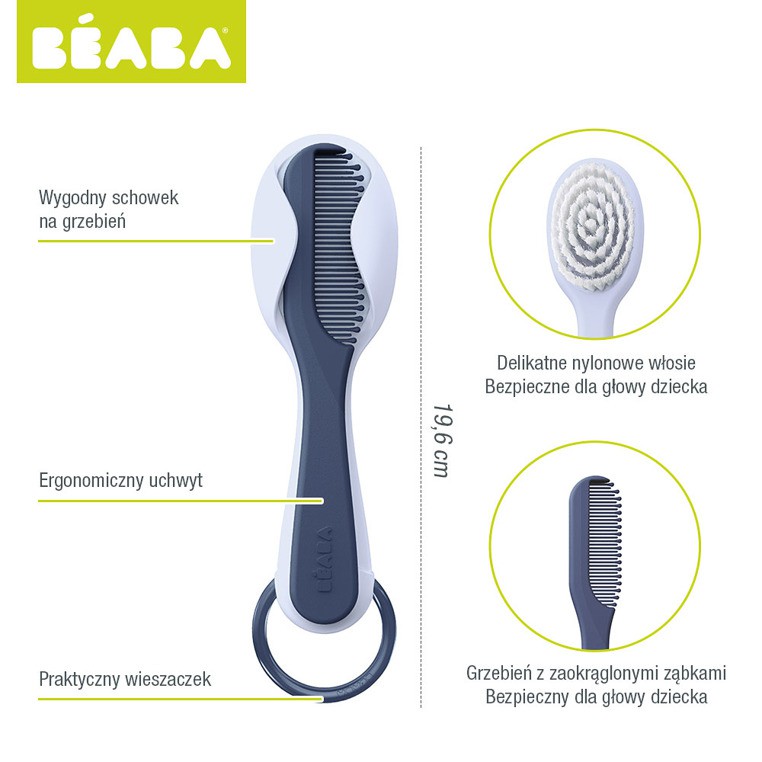 Beaba, szczoteczka do włosów i grzebień mineral