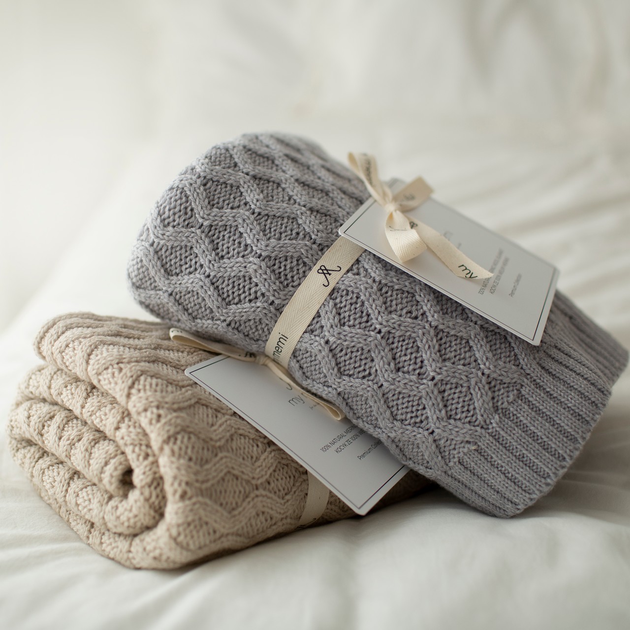 My Memi Kocyk Wełna Merino Vines Powder Pink 0+