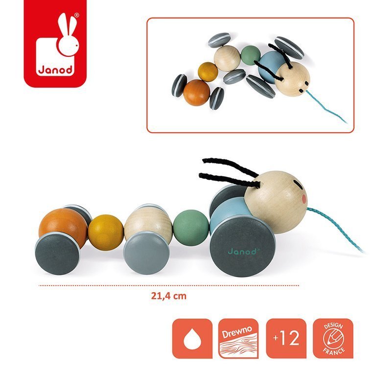 Janod, Drewniana dżdżownica do ciągnięcia Sweet Cocoon