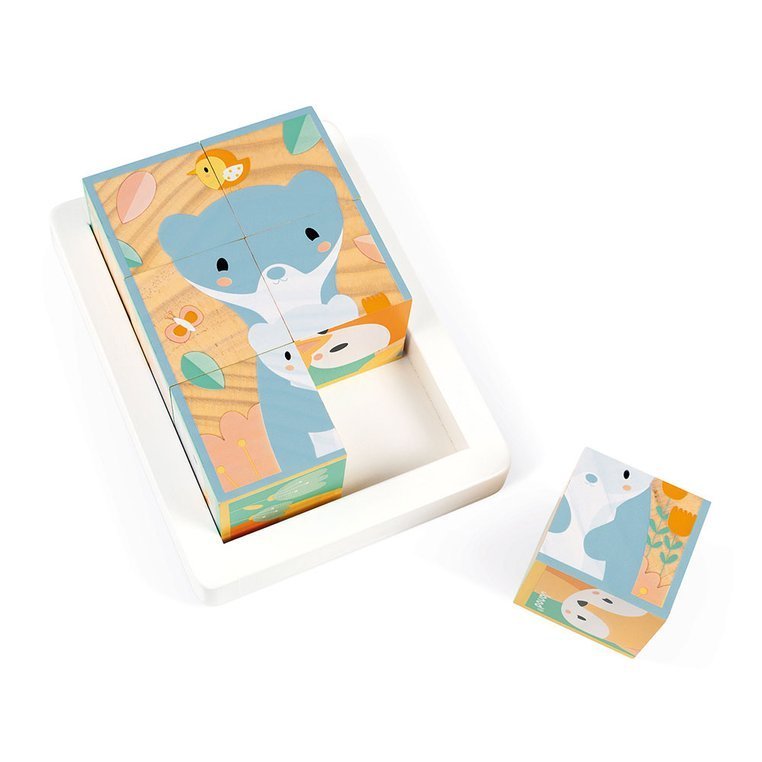 Janod Klocki Drewniane Puzzle Pure 6el 1+