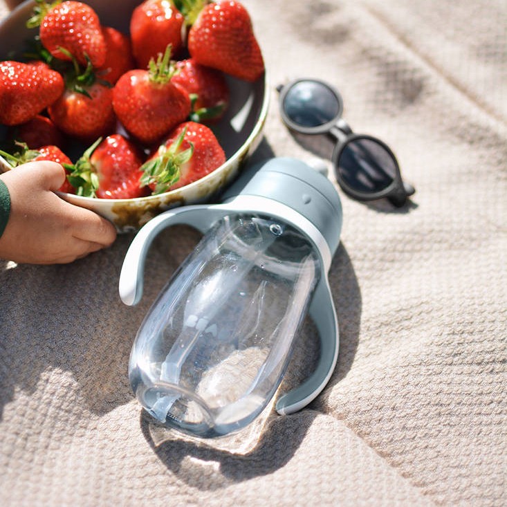 Beaba Kubek Niekapek ze Słomką 300ml Mineral Grey 8m+