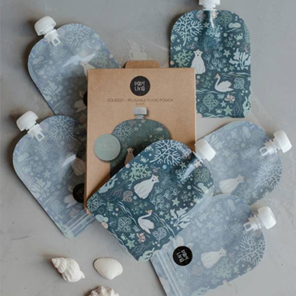 Baby Livia Wielorazowe Saszetki na Pokarm Ocean 6 sztuk