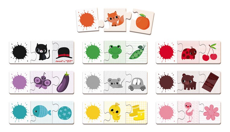 Janod Trzyczęściowe Puzzle Kolory 30 elementów 3+