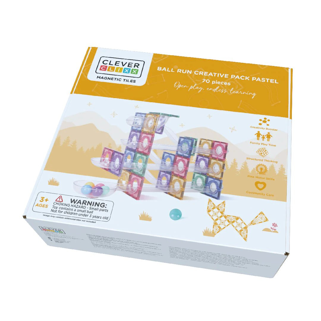 Cleverclixx Klocki Magnetyczne Ball Run Pastel 70 El. 3+