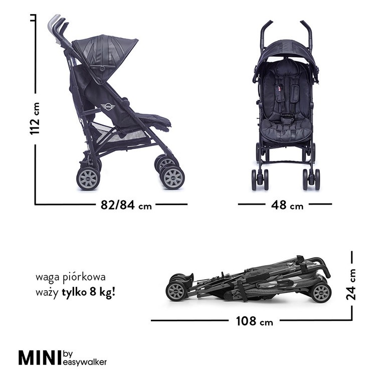 Easywalker Wózek Spacerowy XL Midnight Jack 0+ | Lekki i Funkcjonalny