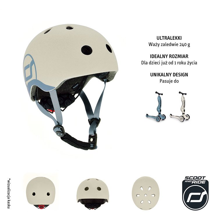 Scootandride, Kask XXS-S dla dzieci 1-5 lat Ash