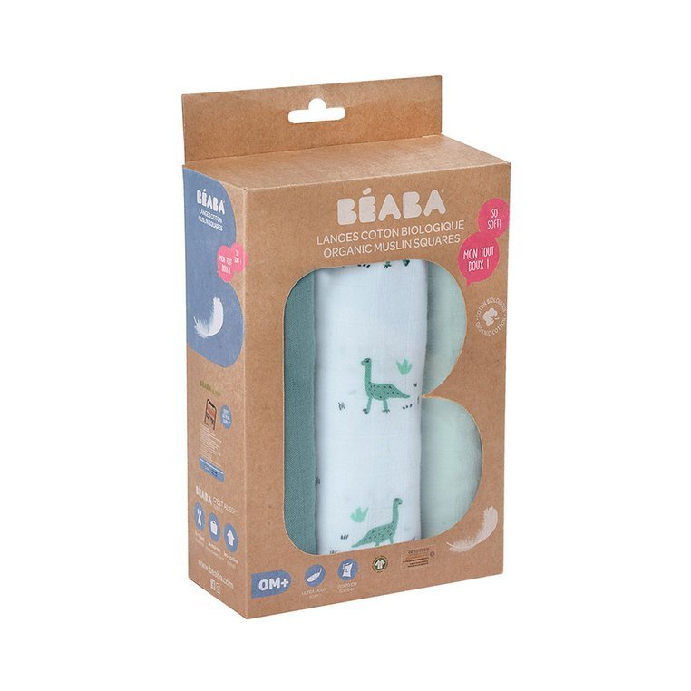 Beaba Muślinowe Pieluszki-Kocyki Organic 70x70cm 3szt Jurassic
