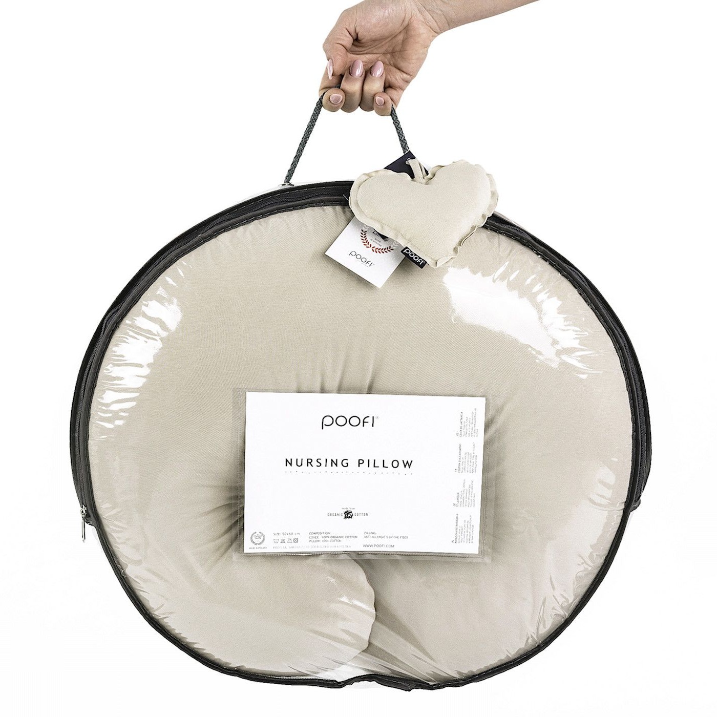 Poofi Poduszka do karmienia Organic - latte 50x60cm