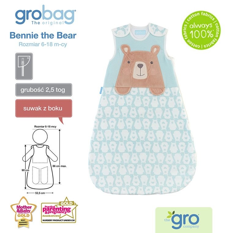 Gro Company Śpiworek Bennie the Bear 2.5 tog 6-18 m-cy