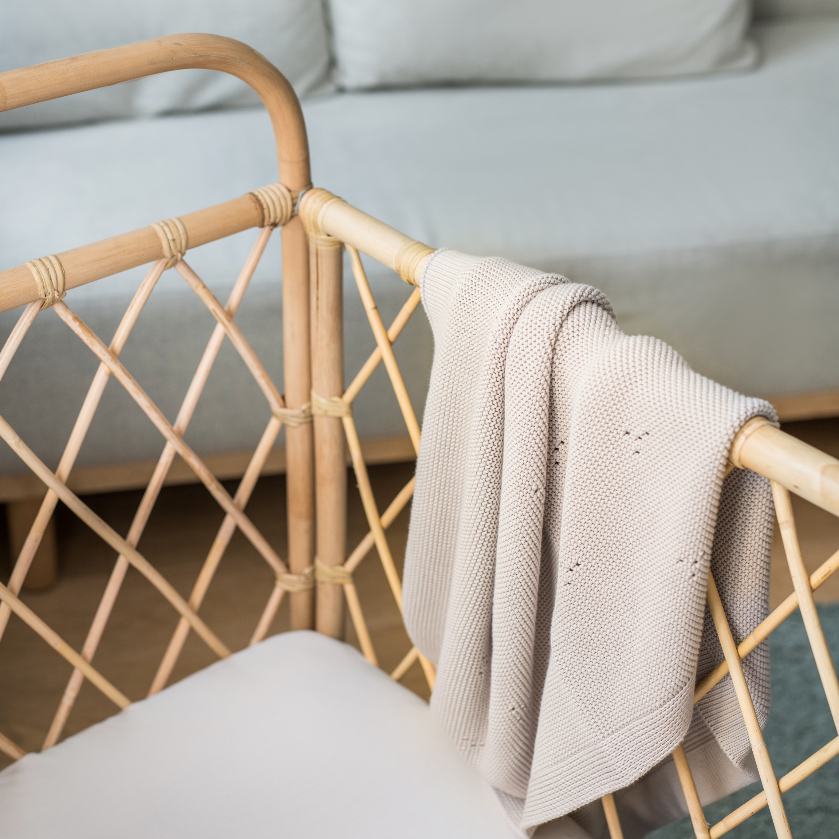 Poofi Kocyk bawełniany Paris jasny beż 80x100cm