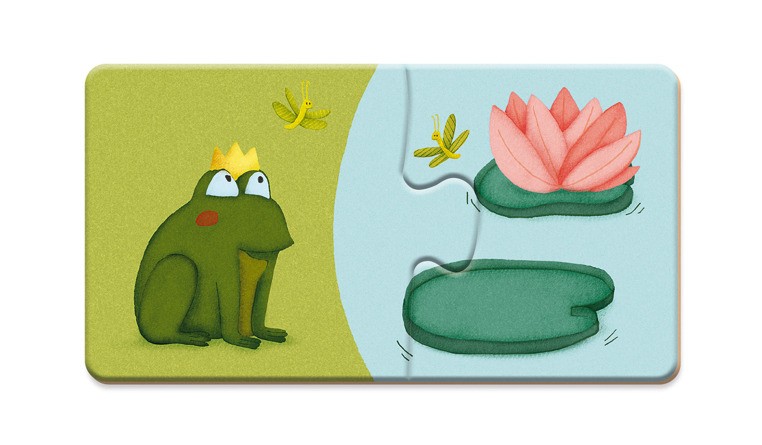 Janod Dwuczęściowe puzzle Zwierzęta i domki 20el 2+