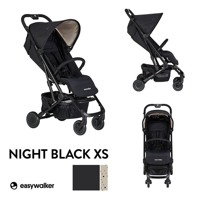 Easywalker Buggy XS Wózek spacerowy z osłonką przeciwdeszczową Night Black kolekcja 2019