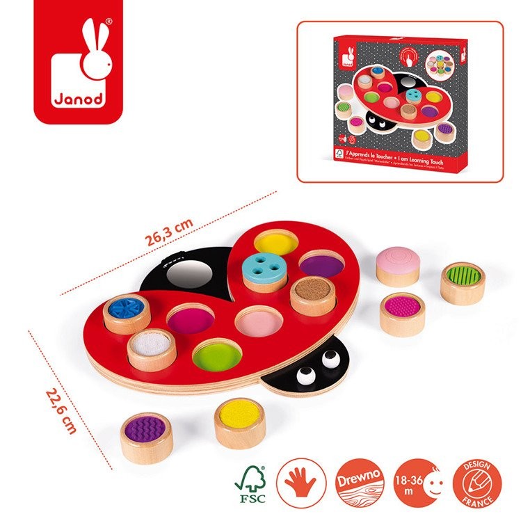 Janod Układanka Sensoryczna Biedronka Uczę się przez dotyk 1+