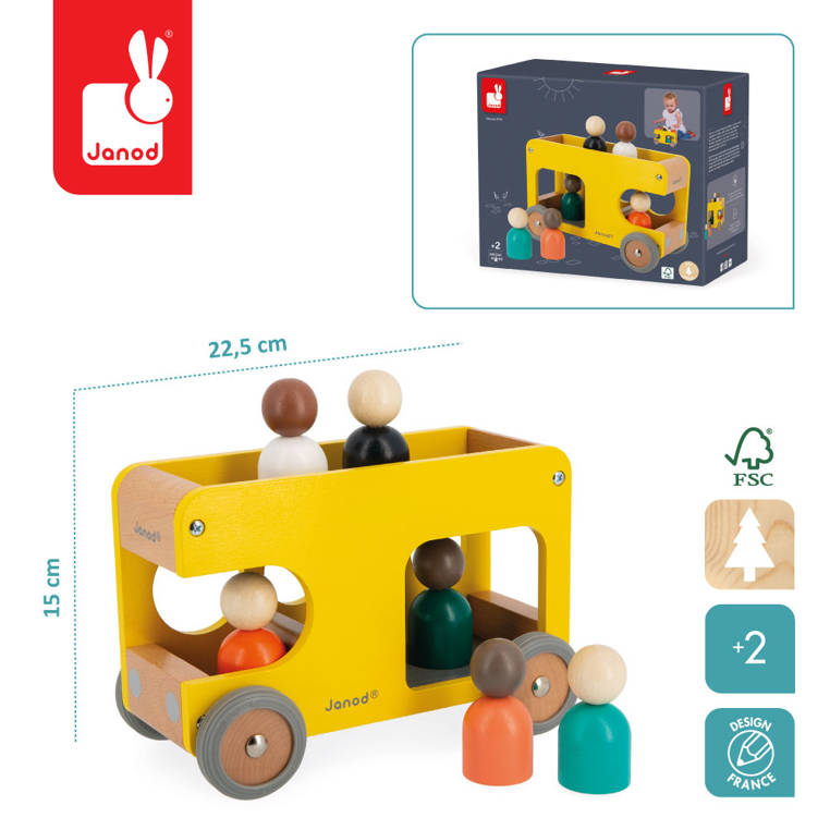 Janod Autobus Szkolny Drewniany 2+