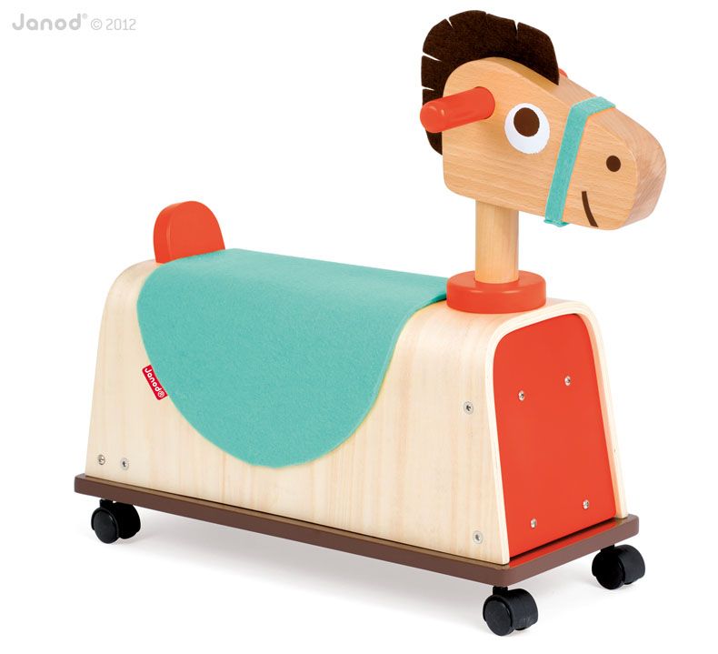 Janod Konik na kółkach Drewniany 12m+
