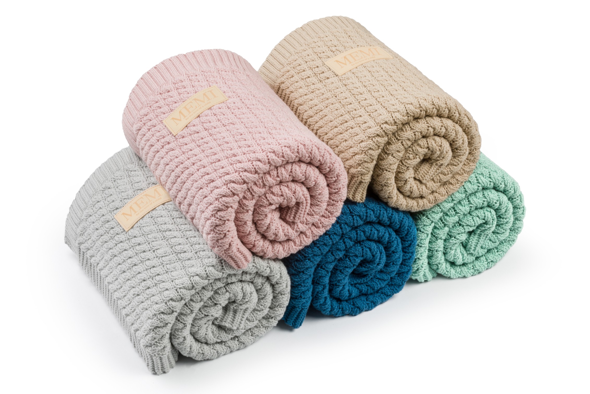 My MEMI Bawełniany kocyk warkocz 80x100 pistacjowy