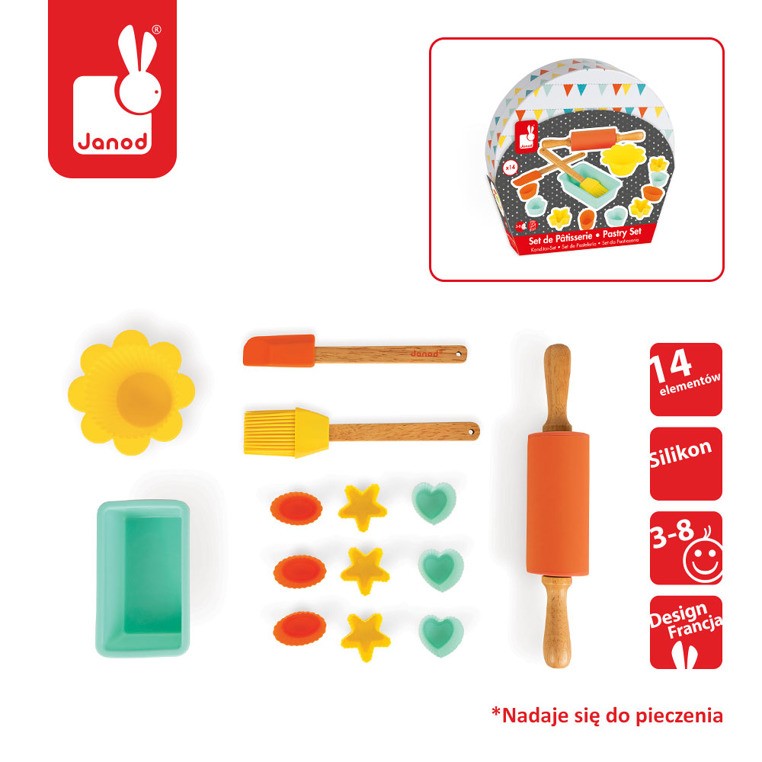 Janod Zestaw do pieczenia ciasteczek Happy Day 14el 3+