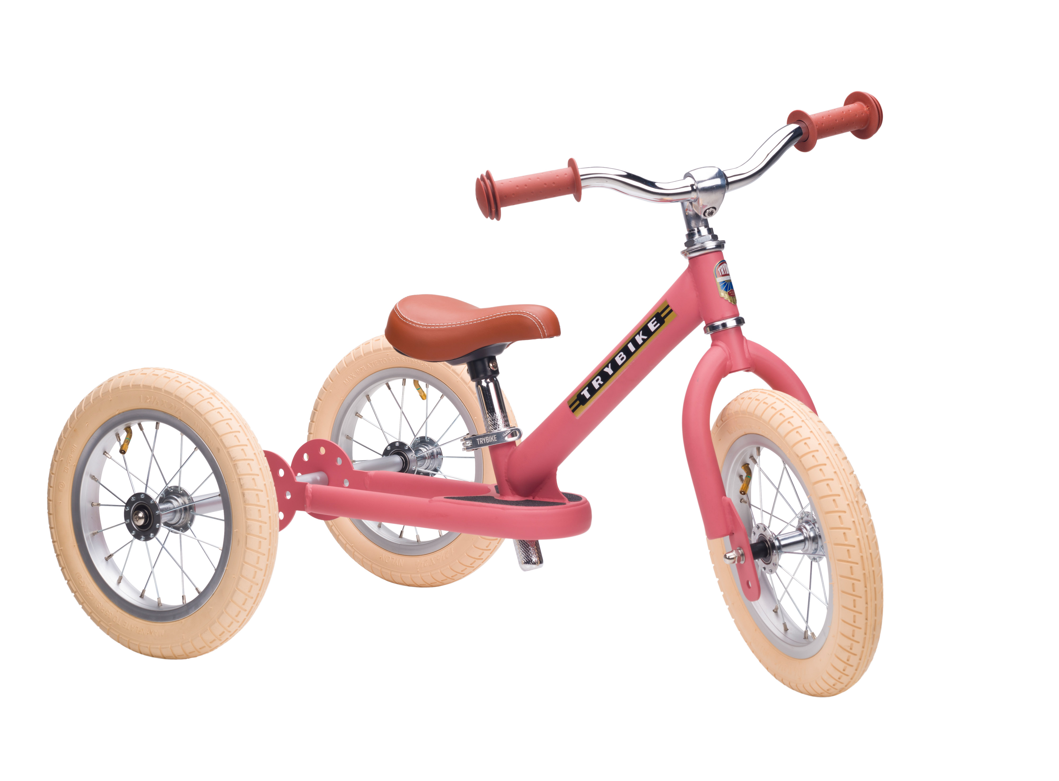 Trybike Pierwszy rowerek trójkołowy dziecięcy biegowy 2w1 różowy matowy 