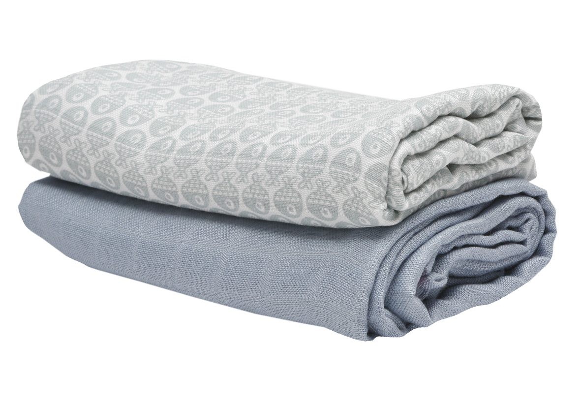 Motherhood Otulacze Muślinowe Bambusowe Premium 120x100cm Niebieskie rybki