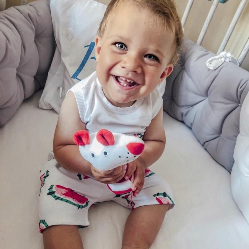 Mom's Care Grzechotka Momsik Drewniana dla niemowląt 0+