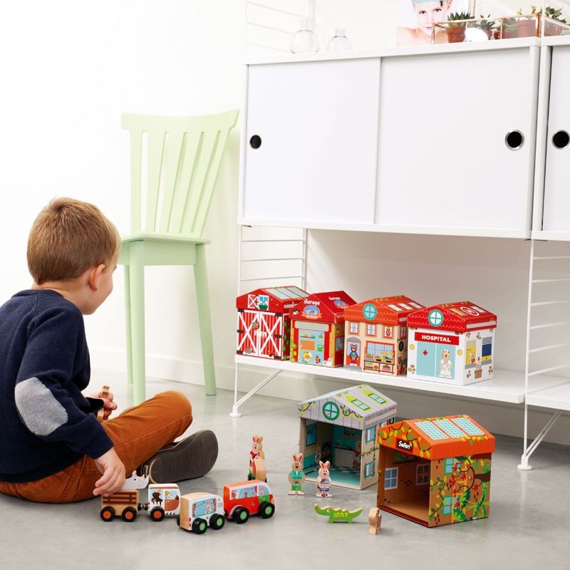 Scratch Domek FARMA 2w1 Drewniany dla Dzieci 3+