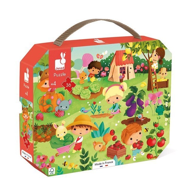 Janod Puzzle w Walizce Ogród 36el 4+