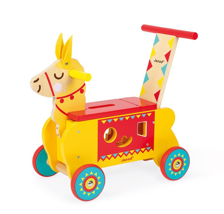Janod Jeździk i Pchacz Lama 2w1 Sorter 12m+