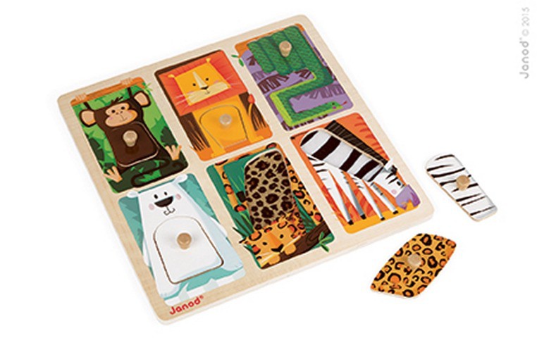 Janod Puzzle Sensoryczne Zwierzątka w ZOO 18m+